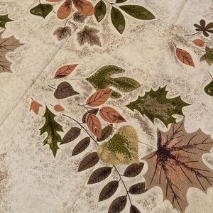 Vintage NOS Mid Century Autumnal Leaf barkcloth fabric 71” x 46”